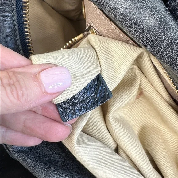 Chloé genuine leather bay bag blue/gray coloring Top Handle large purse - Picture 13 of 13